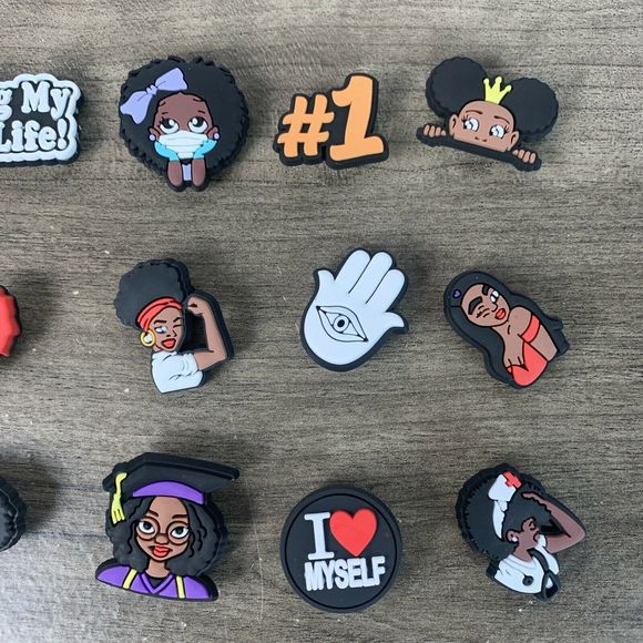 2pk - 30 Pcs Shoe Charms Black Lives Matter Girl Magic Fits for PVC Clog Sandals - Picture 8 of 10